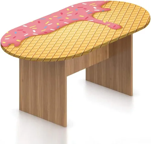 Vista 14 de Mantel ovalado ajustable para patio, decoración de helado, de poliéster elástico, fondo de gofre con estampado de dulce verano, se adapta a mesas
