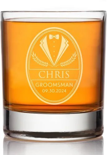 Vista 12 de D1 - Vaso de whisky personalizado para padrinos de boda, recuerdos de despedida de soltero personalizados y regalos para el mejor hombre