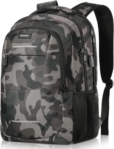 Vista 7 de Mochila para hombres y mujeres, mochila escolar para adolescentes, mochila negra para niños con puerto de carga USB para laptop de 15.6 pulgadas