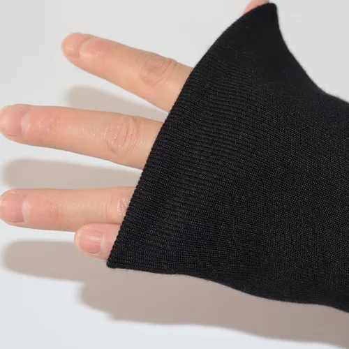 Vista 4 de TinaKim Tela de punto acanalado, puños acanalados para coser chaquetas, pantalones, suéteres (negro tubular, 16 x 3.5 pulgadas)