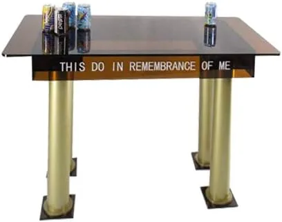 Vista 4 de Mesa de acrílico ahumado ámbar con patas de color dorado 14308NEW-NF