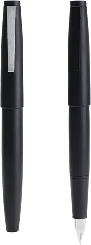 Vista 17 de Jinhao 80 pluma estilográfica de fibra de carbono cepillada negra con convertidor de tinta, 2 unidades, punta de 0.012 in