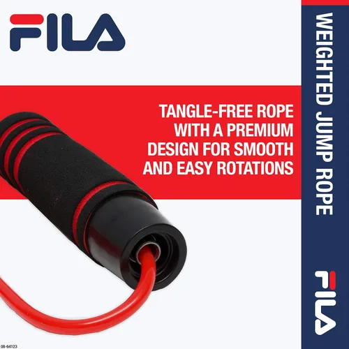 Vista 4 de FILA Accessories - Cuerda de saltar pesada de 9 pies para ejercicio, agarre de espuma con asas pesadas (0.5 libras cada una), cuerda de salto