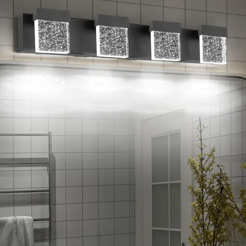 Vista 10 de Luces de tocador de burbujas, 3 luces cromadas modernas de cristal para baño, 6000 K