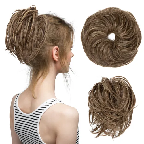 Vista 25 de Extensiones de cabello rizado con cola de caballo, cabello sintético con coleta recta, coleteros para mujer, rubio ceniza/rubio playa