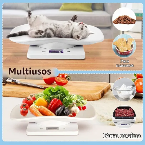 Vista 7 de Báscula digital para mascotas, báscula electrónica LCD con bandeja, máx. 33