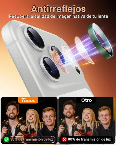 Vista 6 de TOCOL Protector de Lente de Cámara para iPhone 17 Pro Max/iPhone 17 Pro Vidrio Templado HD Individual Resistente a los Arañazos Cubierta de Cámara