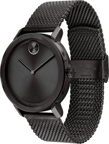 Vista 2 de Movado Bold Evolution - Pulsera de malla y caja de acero chapado en iones negro para hombre color negro