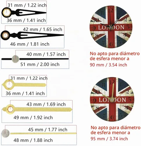 Vista 4 de TIKROUND 12888 Youngtown tipo Snap-in con eje de hora de 4.5mm de longitud, movimiento de reloj de cuarzo de barrido continuo, longitud total