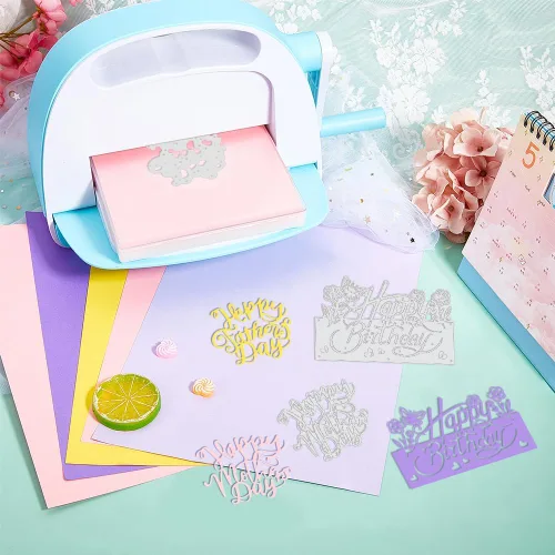 Vista 6 de ORIGACH 3 piezas de troqueles de corte de metal para el Día de la Madre y Feliz Día del Padre, plantillas de estampado en relieve para manualidades