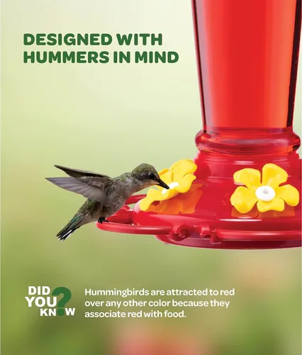 Vista 2 de Comedero para colibríes de 10 onzas, paquete de 2, comederos de vidrio para colibríes para exteriores, con protector de hormigas integrado, percha