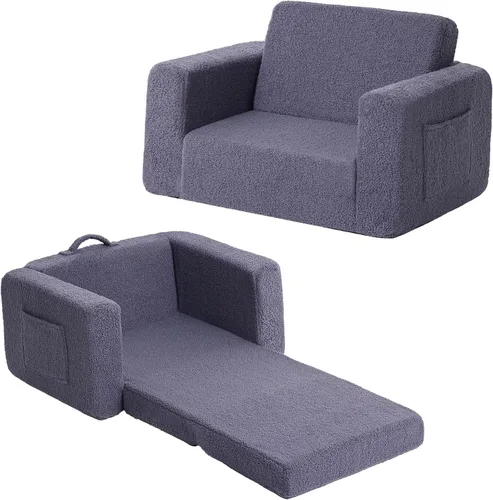 Vista 20 de Tiita Sofá para Niños, Silla Sofá para Niños 2 en 1, Sofá Convertible para Niños Pequeños a Tumbona, Sofá de Bebé Desplegable, Cama Silla