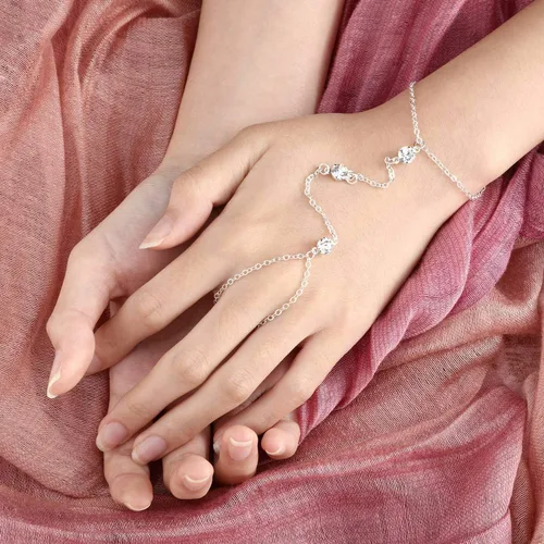 Vista 3 de 6 unidades de cadena de anillo de pulsera de dedo vinculado y anillo adjunto arnés de mano ajustable para mujeres y niñas