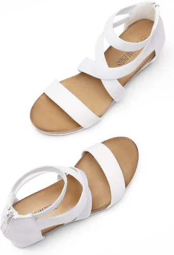 Vista 3 de Dream Pairs - Sandalias de cuña con plataforma y puntera abierta y correa elástica para mujer