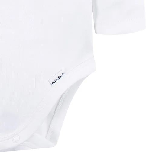 Vista 4 de Gerber Enterizo unisex de manga larga para bebé, paquete múltiple de entrelazado, 6.35 ozm, Blanco