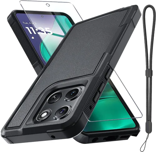 Vista 65 de Funda compatible con Moto G 5G 2024, cuerpo completo, resistente, resistente, a prueba de golpes, con correa de cordón, protector de pantalla