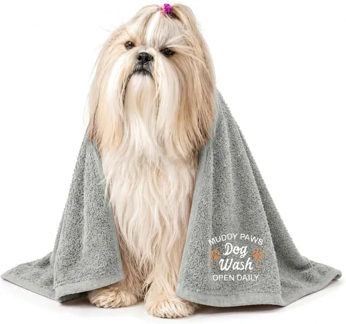 Vista 11 de DAN RIVER Paquete de 1 toalla para perro, 100% algodón, 20 x 40, ultra suave de 450 GSM, toalla súper absorbente y de secado rápido para perros