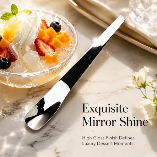 Vista 3 de Stainless Steel Dessert Spoon with Long Ergonomic Handle, Ice Cream Spoon 3PCS