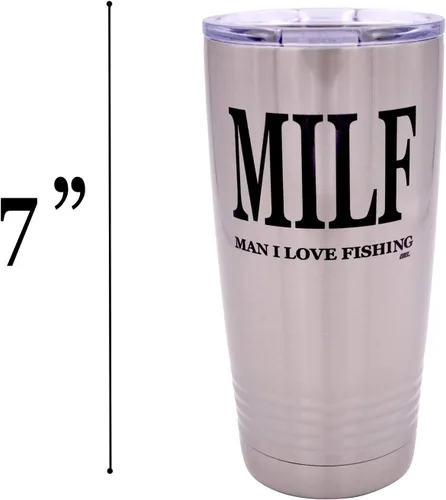 Vista 5 de Rogue River Tactical Taza grande divertida de pesca de 20 onzas con tapa con tapa para hombre MILF I Love Fishing Fishing Gift Fish