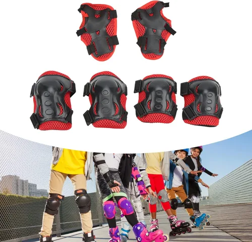 Vista 5 de OUKENS Rodilleras coderas, coderas, guardias, equipo de protección, rojo, para niños de 5 a 16 años, para niños y jóvenes, para patines de ruedas