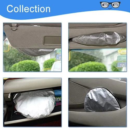 Vista 5 de HOMEYA Parasol para parabrisas de automóvil, parasol automático de panda de dibujos animados plegable, protector de visera solar, reflector de rayos