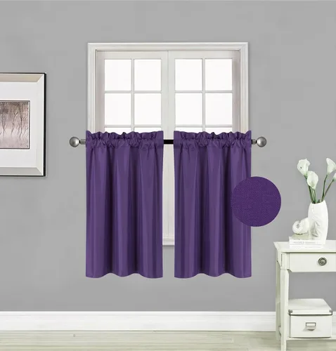 Vista 7 de Elegant Home - Cortina de 2 paneles para ventanas, aislante, panel corto, 28 pulgadas de ancho x 36 pulgadas de largo, cada una para cocina, baño