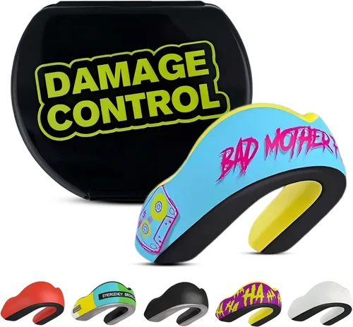 Vista 20 de DAMAGE CONTROL Protector bucal deportivo de impacto extremo con estuche Boil & Bite Fit, almohadillas absorbentes de golpes, funda ventilada