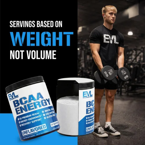Vista 6 de EVL BCAA - Polvo de aminoácidos BCAA rehidratante, bebida de recuperación después del entrenamiento con cafeína natural, BCAA Energy Polvo