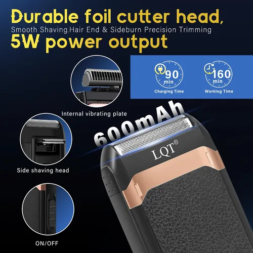 Vista 5 de Cortapelos para hombres sin cables, kit de aseo de 4 piezas con pantalla LED, regalo para él, incluye cortadoras, recortadora, afeitadora