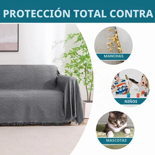 Vista 5 de Turquoize - Funda para sofá de algodón de color gris, protector para sofá, funda para sofás, fundas para sofá seccional lavables para perros