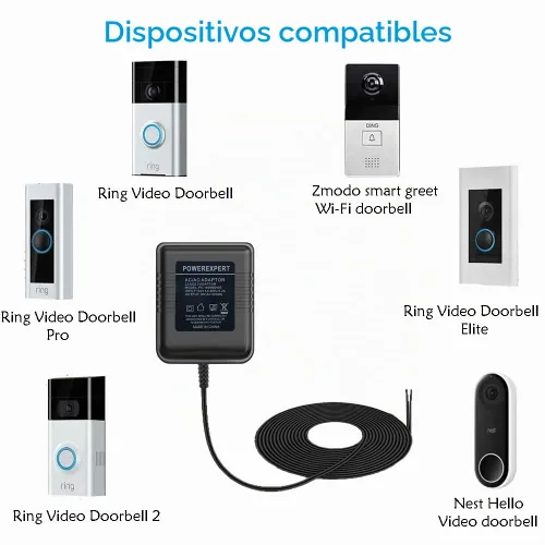 Vista 2 de LIANSUM Adaptador de 18V 500mA, Cable Cargador de Timbre de Video Compatible con Ring Video Doorbell Pro/2, Timbre Zmodo, Transformador de Timbre