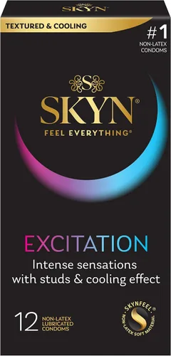 Vista 2 de SKYN Excitation - Condones lubricados de 12 unidades y preservativos SKYN Elite grandes sin látex de 12