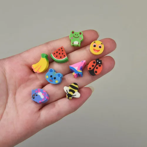 Vista 2 de 300 unidades de mini borradores de lápiz para niños, animales y frutas, a granel para regalo de regreso a clases (animales y frutas, pequeño)