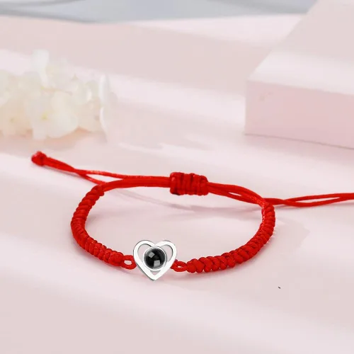 Vista 4 de JINLIN Pulseras de proyección personalizadas, pulseras de fotos personalizadas para mujeres y hombres, pulsera con texto en inglés "I Love You