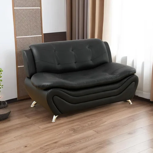 Vista 28 de A Ainehome Moderno juego de muebles de sala de estar de piel sintética, sofá modular de 6 asientos con sofá biplaza y silla (negro)