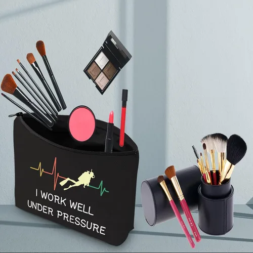 Vista 2 de PWHAOO Buceo Bolsa de Cosméticos Buceo Amante de Buceo Regalo Trabajo Bien Bajo Presión Maquillaje Cremallera Bolsa Para Buceo, Trabajo Bien B