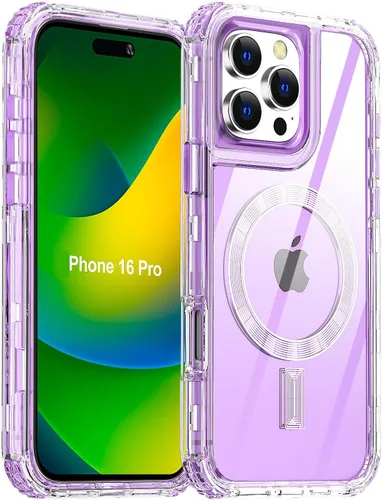 Vista 13 de AICase para iPhone 16 Plus, Funda Transparente Compatible con MagSafe, Protección contra Caídas de 3 en 1, Resistente a Prueba