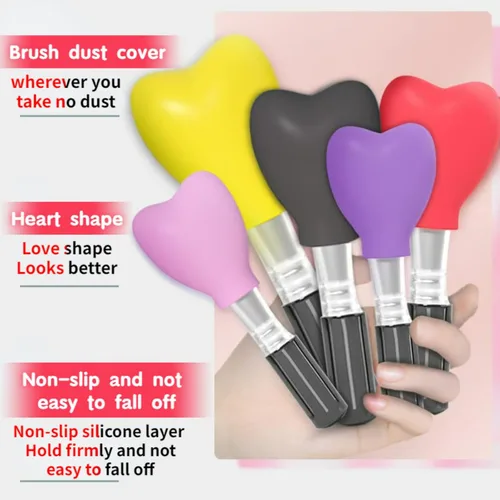 Vista 3 de Paquete de 15 brochas de maquillaje reutilizables, fundas de silicona, protector de cepillo cosmético, juego de brochas para sombra de ojos