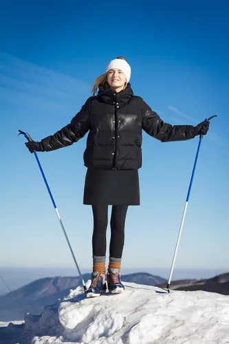 Vista 6 de ANIVIVO Leggings con forro polar hasta la rodilla para mujer, con falda, cálidos, de invierno, con falda para mujer, cintura alta, bolsillos