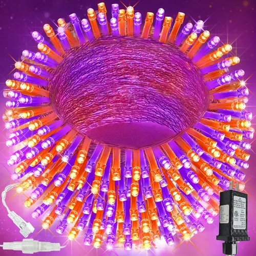 Vista 24 de Guirnalda de 100 luces LED conectables para interiores y exteriores, luces de Navidad blancas cálidas de 33 pies, impermeables, 13 modos