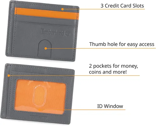 Vista 3 de Timberland Men's Slim Leather Front Pocket Credit Card Holder Wallet