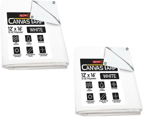 Vista 70 de Mytee Products Lona de lona marrón oscuro de 6 x 8 pies de 12 onzas, resistente al agua y transpirable, lonas resistentes, cubierta de lona