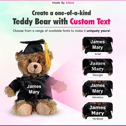 Vista 2 de Oso de peluche personalizado de graduación 2026, peluche personalizado con gorra y vestido, lindo animal de peluche de 6 pulgadas para graduados