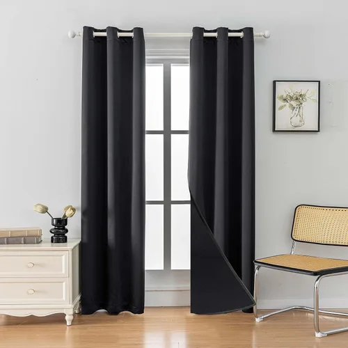 Vista 26 de Anytime Juego de 2 paneles de cortinas 100% opacas, con aislamiento térmico para dormitorio, paneles de sombreado completo