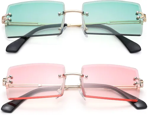 Vista 56 de Gafas de sol rectangulares para hombres/mujeres, gafas de sol pequeñas sin montura cuadrada