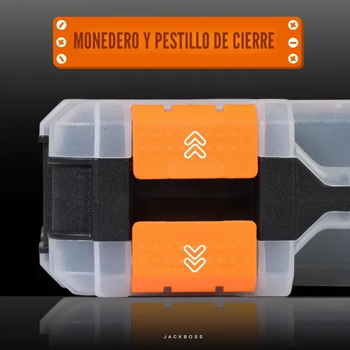 Vista 4 de Caja de herramientas con tapa transparente, caja organizadora de 34 compartimentos de doble cara con divisores extraíbles para herrajes, tornillos