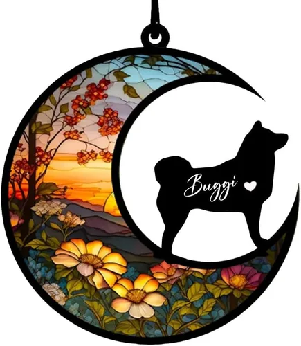 Vista 37 de Atrapasoles conmemorativos personalizados para perros Akita, nombre de perro personalizado, adorno de pérdida de perro, regalo para amantes