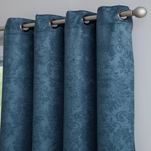 Vista 12 de Warm Home Designs 1 par (2 paneles) de cortinas opacas de carbón gris con patrón de flores de damasco texturizado en relieve. Cada panel de cortina
