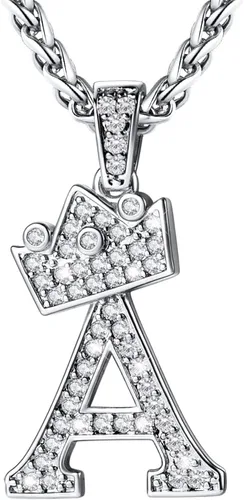Vista 39 de U7 Crown Initial Number Necklace for Men Women A-Z Letter Pendant Chain a. Oro
