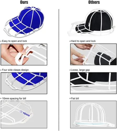 Vista 4 de Jaula Lavadora de Sombreros para Máquina Lavadora - Estante Limpiador de Gorras de Béisbol, Lavado de Gorras, Apto para Lavavajillas, Perfecto